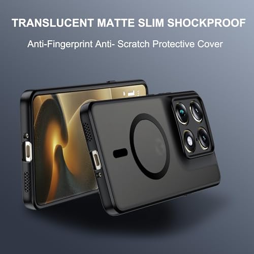 Image of QUIETIP Magnetic Case for Motorola Signature & Edge 70 Ultra,[Compatible with MagSafe] Translucent Matte Drop Protection Cover,Black