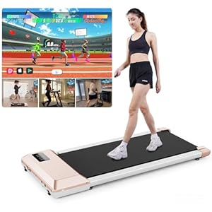DeerRun Loopband voor thuis onder bureau, 2.5HP draagbare loopmachine met APP & afstandsbediening, compacte, slanke loopband met 136 kg capaciteit, installatie-vrij