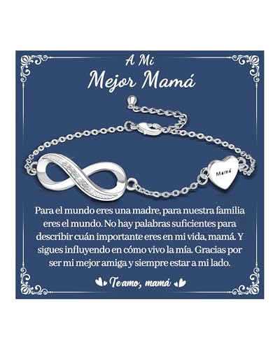CheersLife Regalo Dia De La Madre Regalos Originales Para Mujer,Regalo Mamá, Pulsera Para Mamá Con Caja De Regalo,Día De La Madre, Pulsera Plata Infinita Idea Regalo De Cumpleaños Para Mamá Navidad