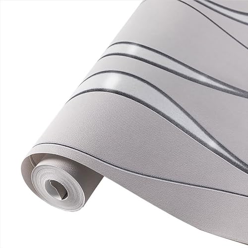 Trafagala 9.5 m x 0.53 m Silver Grey Glitter Striped Wallpaper Modern Damask Embossed Textured Wallpaper for Living Room Bedroom TV Background Non-Woven Wallpaper Roll Silver Retro Leaf