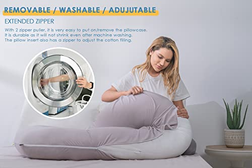 Image of INSEN Pregnancy Pillow,Maternity Body Pillow for Pregnant Women,C Shaped Full Body Pillow with Zippers Jersey Cover
