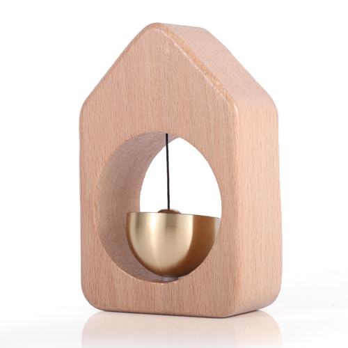 Gosknor Timbre de Comerciante para Abrir Puertas, Timbre Magnético Madera con Forma Casa Decoración para Puerta Entrada Negocios Hogar Jardín Inauguración de la Casa