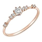 oAtm0eBcl Exquisito anillo de dedo, anillo apilable con diamantes de imitación con purpurina, para mujer, con incrustaciones de diamantes de imitación, anillo de compromiso, joyería de regalo, oro