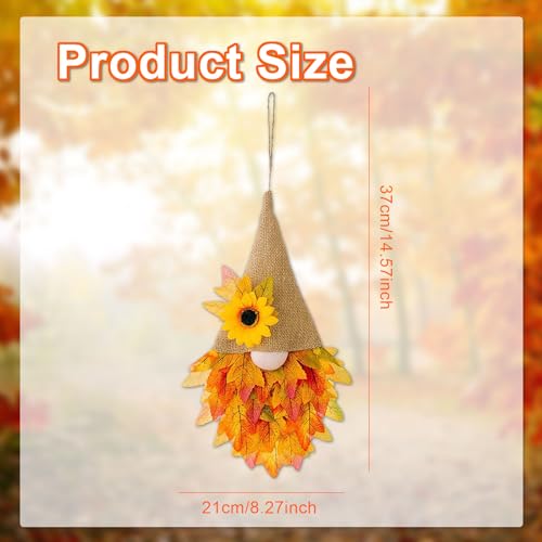 iwiio Autumn Wreaths for Front Door, Autumn Door Wreath Gnome, Maple Leaf Fall Decorations Wreath, Fall Wreath for Halloween Decorations, Thanksgiving, Harvest Festival - Image 2