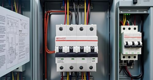Image of Dewon Electric 63A Four Pole MCB | 10kA Breaking Capacity | C Curve | ISI Marked | DIN Rail Mount | Miniature Circuit Breaker