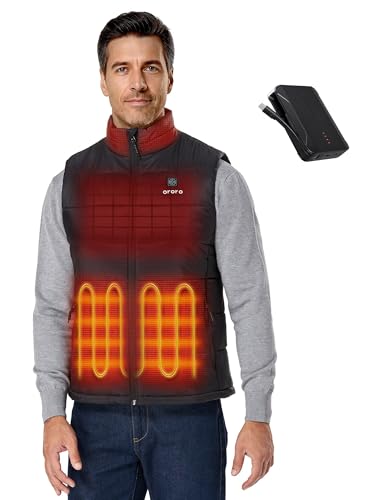 ORORO [Upgraded Battery] Mens Heated Vest Up to 13.5 Hours of Warmth Heating Vest with Heated Collar (Black L)