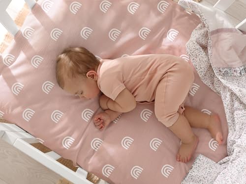 Image of Meracorallo Muslin Pack and Play Fitted Sheet, 100% Cotton, Rainbow