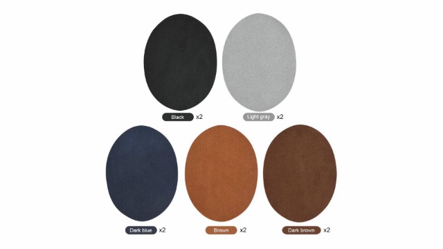 10 Patchs Ovales En Cuir PU Pour Réparation Vêtements - Noir, Gris, Bleu, Marron - 12,8 X 9,6 Cm