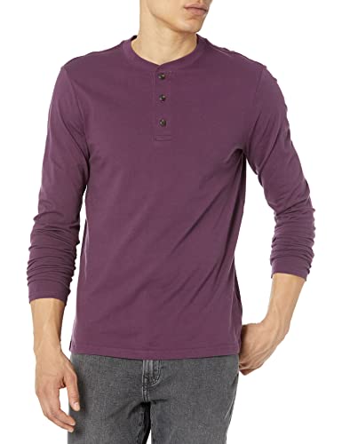 GAP Mens Long Sleeve Soft Henley Shirt, Italian Plum 19-2514t, X