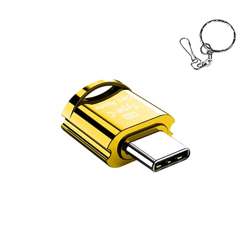 Image of Verilux TF Card Reader Type C Micro TF Card Reader Golden TF Card Reader with Keychain USB C to Micro SD SDHC SDXC OTG Memory Reader, Compatible with Phone with OTG Function, Instant TF Card Reader