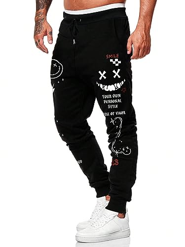 WDIRARA Men's Graphic Print Knot Front Sweatpants Drawstring Elastic Waist Trousers with Pockets 7