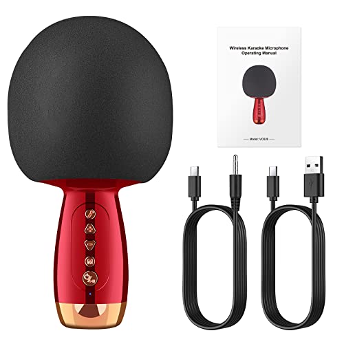 Eklevor Wireless Bluetooth Karaoke Microphone,Variable Sound 4-In-1 Portable Handheld Microphone For Girls Kids Adults, Karaoke Speaker Machine, Support Android/Ios/Pc For Home Ktv, Party, Singing #TOP6