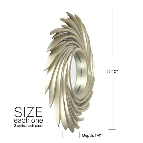 Image of Mirrorize 10 inch Silver Round Mirror Wall Decor Set, Silver Wall Mirrors Accent Decor for Living Room, Decorative Silver Mirrors for Wall Decor Set of 3, (IMP8564)