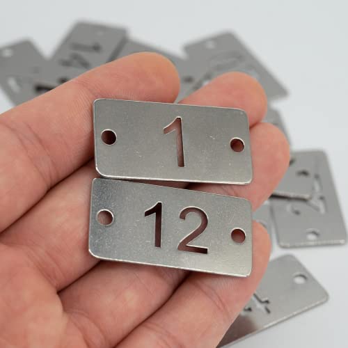 Rechteckige Metall-Nummernschilder aus Edelstahl, mit zwei Löchern (1–25)