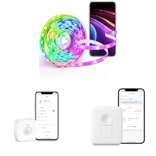 yZbgzyCompatible with AlexaFzXCb`{bg(SwitchBot) LED e[vCg + lZT[ + [g{^ ^b` SwitchBotfoCXɑΉ Bluetooth4.2