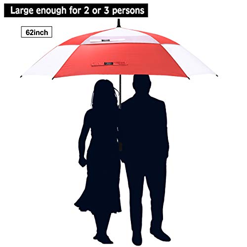 image for G4Free Extra Large Golf Umbrella Double Canopy Vented Square Umbrella 