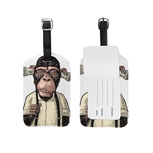 Etiqueta de bagagem Monkey Money Ears bolsa de couro PU bolsa viagem etiqueta bagagem conjunto de 2