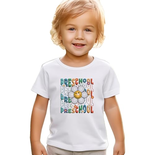 Pre-School #7 Toddler Shirts, 2T-4T, Girls, Flowers, 3D Look, Colorful, Great for The First Day of School Or Everyday Wear