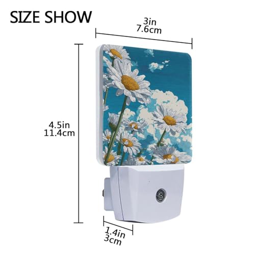 Lámpara de noche LED con sensor blanco y diseño floral miniatura 3