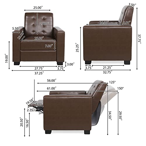 Sillón pushback reclinable peluche marrón oscuro miniatura 7