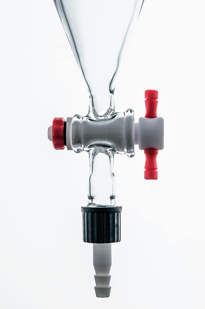 Separatory Funnel. 45/50 Laboratory Immiscible Separator. Glassware with Stopcock. Made in USA (2 Liter Funnel)