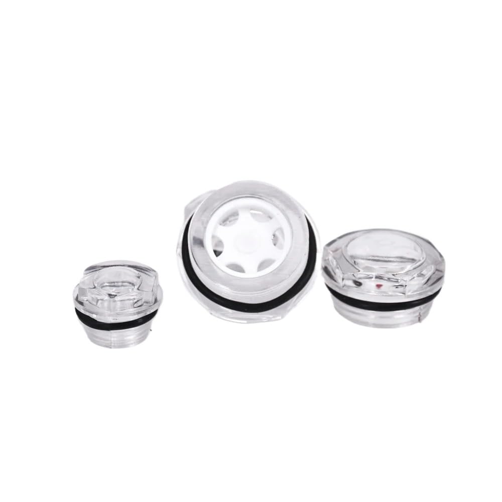 Cherrynight XLJP STAINLESS STEEL G 3/8" 1/2" 3/4" 1" BSP M16-M60 Metric Male Plastic Oil Level Sight Glass Window Hex Head For Air Compressor Gearbox(2 pcs,BSPP 1 Inch)