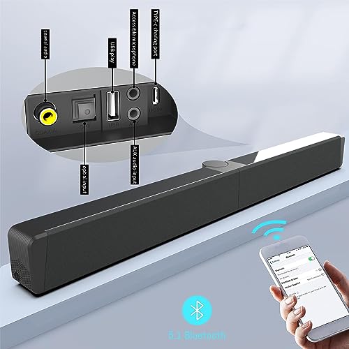 INFIBLA Barras de som dobráveis para alto-falante de TV, Bluetooth 5.1, OPT, coaxial, USB, entradas