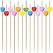 Cisolen 100 piezas Palos de Cóctel, Palillos para Cócteles, para Cócteles Pasteles Barbacoas Fiesta y Boda Decoración (Amor)