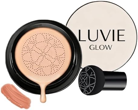 Luvie Glow Foundation Cushion, 2026 Ungrade Mushroom Head Air Cushion CC Cream, Moisturizing Concealer Brighten Long-Lasting for All Skin Types (Brunet Brown)