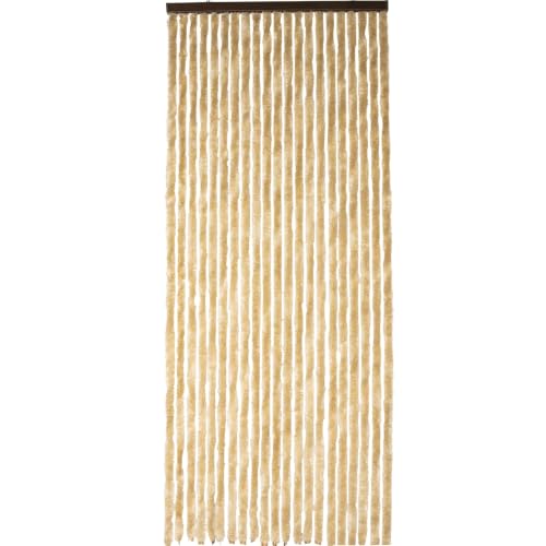 Rideau chenille beige pour protéger la cuisine des mouches