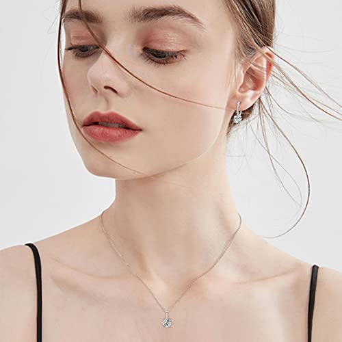 EVER FAITH Bridal Wedding Jewelry Set, 925 Sterling Silver Sparkly Round Cut White CZ Birthstone Hypoallergenic Engagement Necklace Earrings Set2