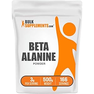BulkSupplements.com Beta Alanine Powder – Beta-Alanine Supplement, Pre-Workout Supplement – Unflavored & Gluten Free, 3g per Serving, 500g (1.1 lbs) (Pack of 1)