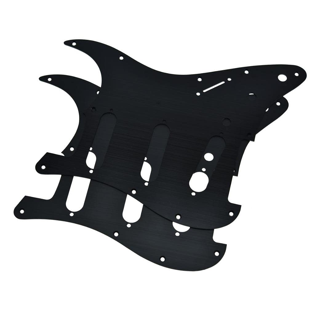 KAISH 11 otworów metal aluminium anodowane nowoczesny styl ST Strat SSS Pickguard zdrapka płyta pasuje do amerykańskiego/meksykańskiego błotnika Strat czarny