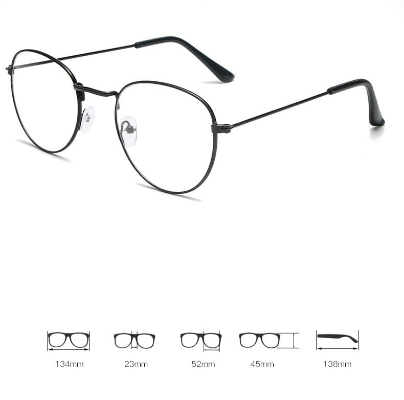 Lunettes de Lecture Classiques en métal Anti-UV, Verres Plats Anti-lumière Bleue(C6,1.50)