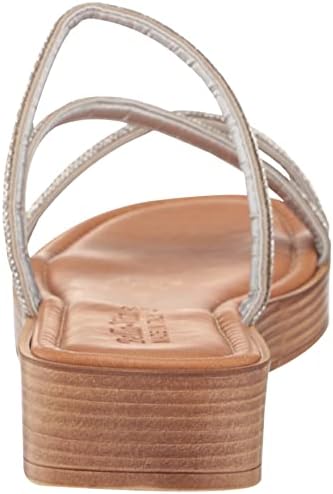Bella Vita Made in Italy Women's Ona-Italy Sparkle Slide Flat Sandal, Silver Metallic, 8 X-Wide | Image 2