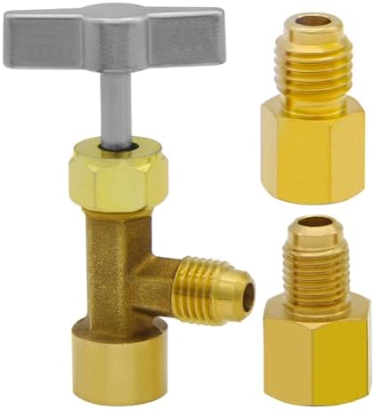 Aupoko R134A Self-Sealing Can Tap With Adapter & Valve Core Remover - For AC Refrigerant Big Cans, Fits 1/4" SAE Manifold