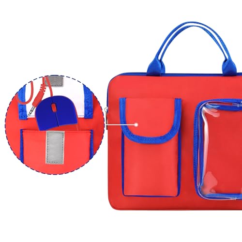 Image of Annmore Bag for LEXiBOOK Educational and Bilingual Laptop, Red /Blue | Tablet Laptop Sleeve Bag, Multiple Compartments, Portable Handle, 11.81x9.45 in, Vibrant Colors