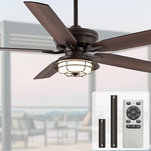NORFOLK Outdoor Ceiling Fans with Lights and Remote, Waterproof 60