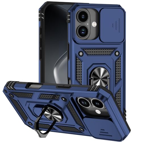 Hitaoyou Compatible with iPhone 17 Case 6.3", iPhone 17 Magnetic Case with Camera Cover & Kickstand Military Grade Shockproof Cover Blue