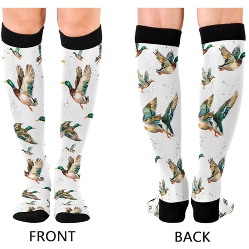 Image of Pigsaly Womens Compression Socks Yellow Stars Funny Brown Capybara Knee High Socks Athletic Tube Sock Outdoor Sport Socks