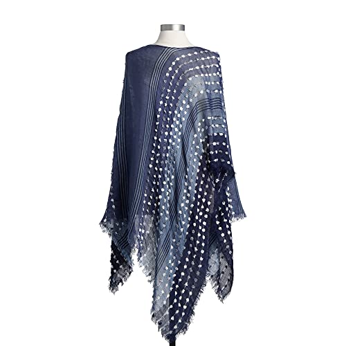 DEMDACO Textured Navy Blue One Size Fits Most Polyester Fabric Pashmina Shawl Poncho2
