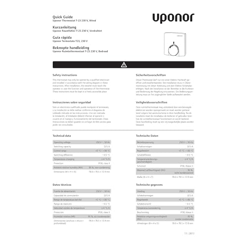 Uponor T-23 mit Leiter Wired 230V Raumthermostat Sensor Raumsteuerung 1058422