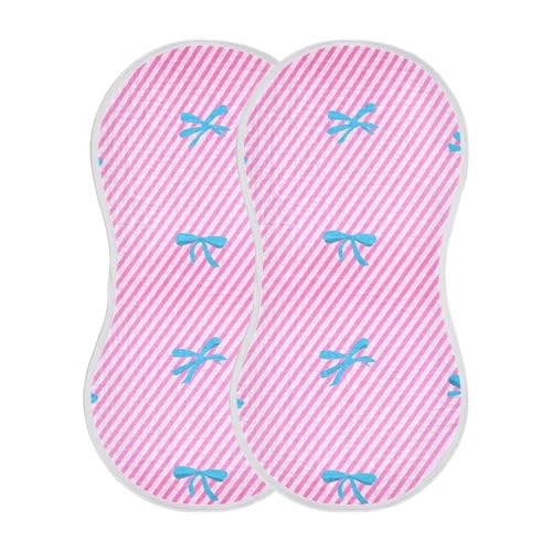 4 Pack Baby Burp Cloths, Soft Absorbent Burping Cloths for Babies, Cotton Milk Spit Up Rags, Large Size for Newborns, Baby Boys and Girls (Pink Stripe Bows)3