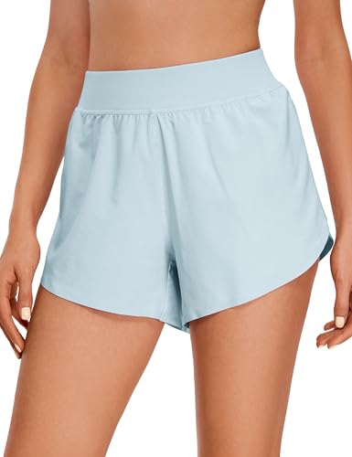 Image of CRZ YOGA Mid Waisted Split Running Shorts 4 inch | Mesh Liner, Quick Dry, Lightweight, for Women