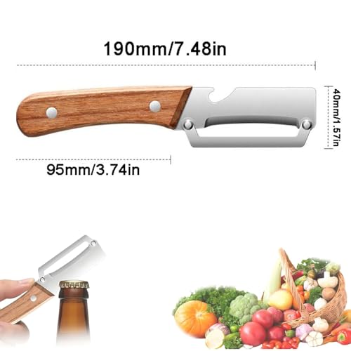 Multi-Functional Vegetable Peeler for Kitchen, Stainless Steel Vegetable Peeler with Wooden Handle and Bottle Opener, Ergonomic Potato Peeler & Fruit Slicer for Easy Potato, Fruit & Veggie Peeling - Image 5