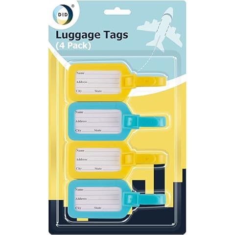4 Pcs Luggage Tags, Travel Suitcase Tags Plastic Luggage Tags for Suitcases Durable Luggage Tag Luggage Labels for Suitcases Baggage Tag Suitcase ID Tags Travel ID Bag Tag Cover