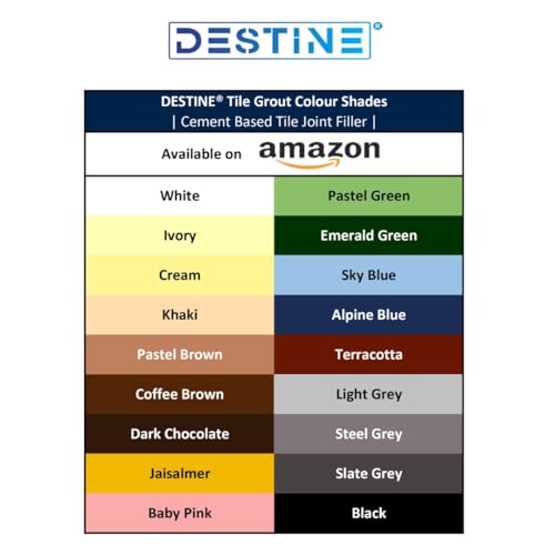 Image of DESTINE READY-TO-MIX inchTILE GROUT inch (16 COLOURS) (ALL PACKS: 100 Gm,250 Gm,400 Gm,800 Gm,1 Kg), Waterproof, Crack Filler, Cement Based Tile Gap Filler (800 g (Pack of 1), Baby Pink)