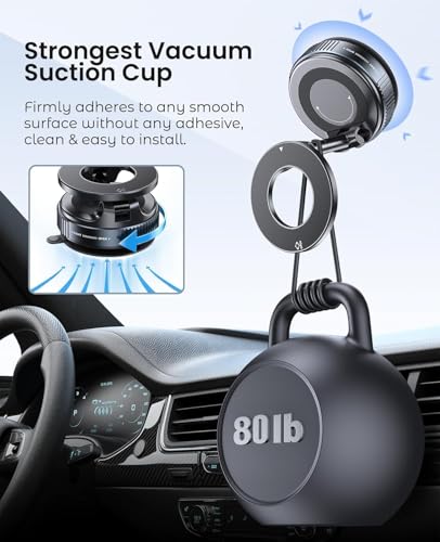 Image of Mobile Stand 360 Phone Holder magpro Vacuum Magnetic - Strong Suction Hands-Free Mobile Mount for Car, Mirror, Gym & Smooth Surfaces, Universal for All Smartphone