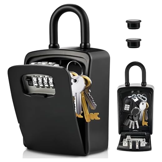 Lockwise XXL Large Key Lock Box, 5.5”x4.1”x2.1” Waterproof Kirsite Combination Lockbox for Keys Outdoor, Portable Key Lock Box Wall Mount with Code (1 Pack, Black)