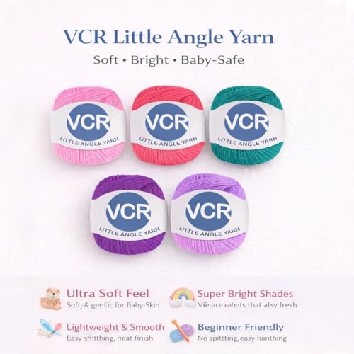 Image of VCR 4 Ply Light Blue Little Angle Yarn, 25 Grams, 92 Meters Length, 100% Acrylic Soft Baby Knitting Yarn for Crochet, Newborn Sweaters, Soft Baby Socks, Mittens and Leggings, Pack of 1